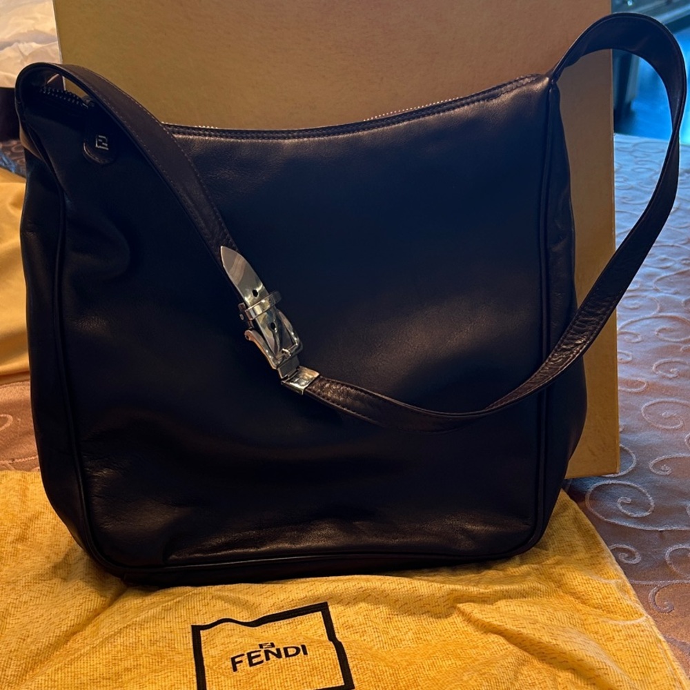Fendi Dark Leather Shoulder Bag